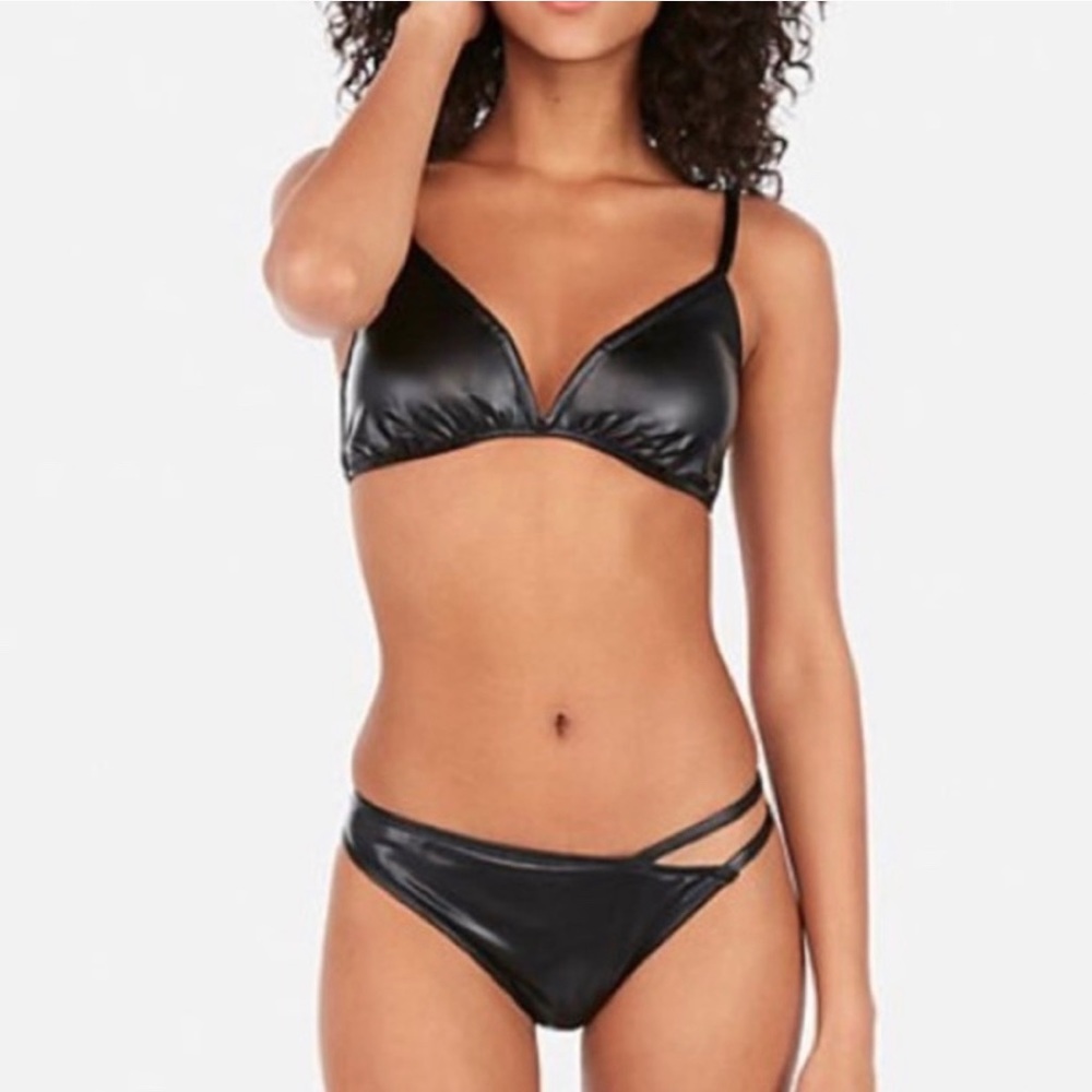 NEW Express Faux Leather Bikini Swim Top